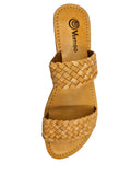 Plaited Slide Sandal - TAN Genuine Leather