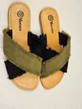 Criss-Cross Slide Sandal - Black and Khaki