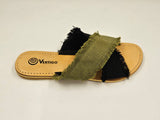 Criss-Cross Slide Sandal - Black and Khaki