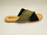 Criss-Cross Slide Sandal - Black and Khaki