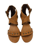 Brown Leather Studded Wedges