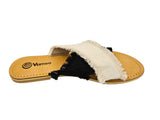 Criss-Cross Slide Sandal - Black and Cream