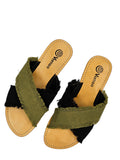 Criss-Cross Slide Sandal - Black and Khaki