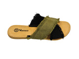 Criss-Cross Slide Sandal - Black and Khaki