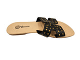 Studded Slide - Genuine Leather BLACK