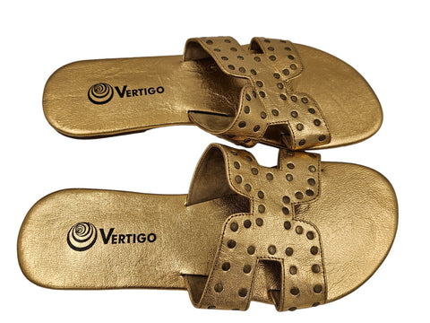 Studded Slide - Genuine Leather GOLD