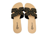 Studded Slide - Genuine Leather BLACK