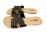 Studded Slide - Genuine Leather BLACK