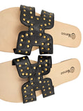 Studded Slide - Genuine Leather BLACK