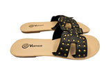 Studded Slide - Genuine Leather BLACK