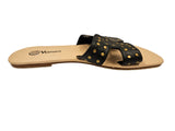 Studded Slide - Genuine Leather BLACK