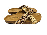 Leopard and Gold Strappy Sandal Slides