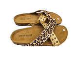 Leopard and Gold Strappy Sandal Slides