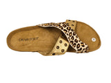 Leopard and Gold Strappy Sandal Slides