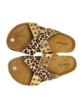 Leopard and Gold Strappy Sandal Slides