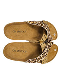 Leopard and Gold Strappy Sandal Slides