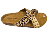 Leopard and Gold Strappy Sandal Slides