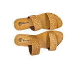 Plaited Slide Sandal - TAN Genuine Leather