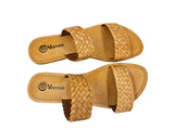 Plaited Slide Sandal - TAN Genuine Leather