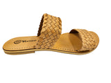 Plaited Slide Sandal - TAN Genuine Leather