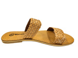 Plaited Slide Sandal - TAN Genuine Leather
