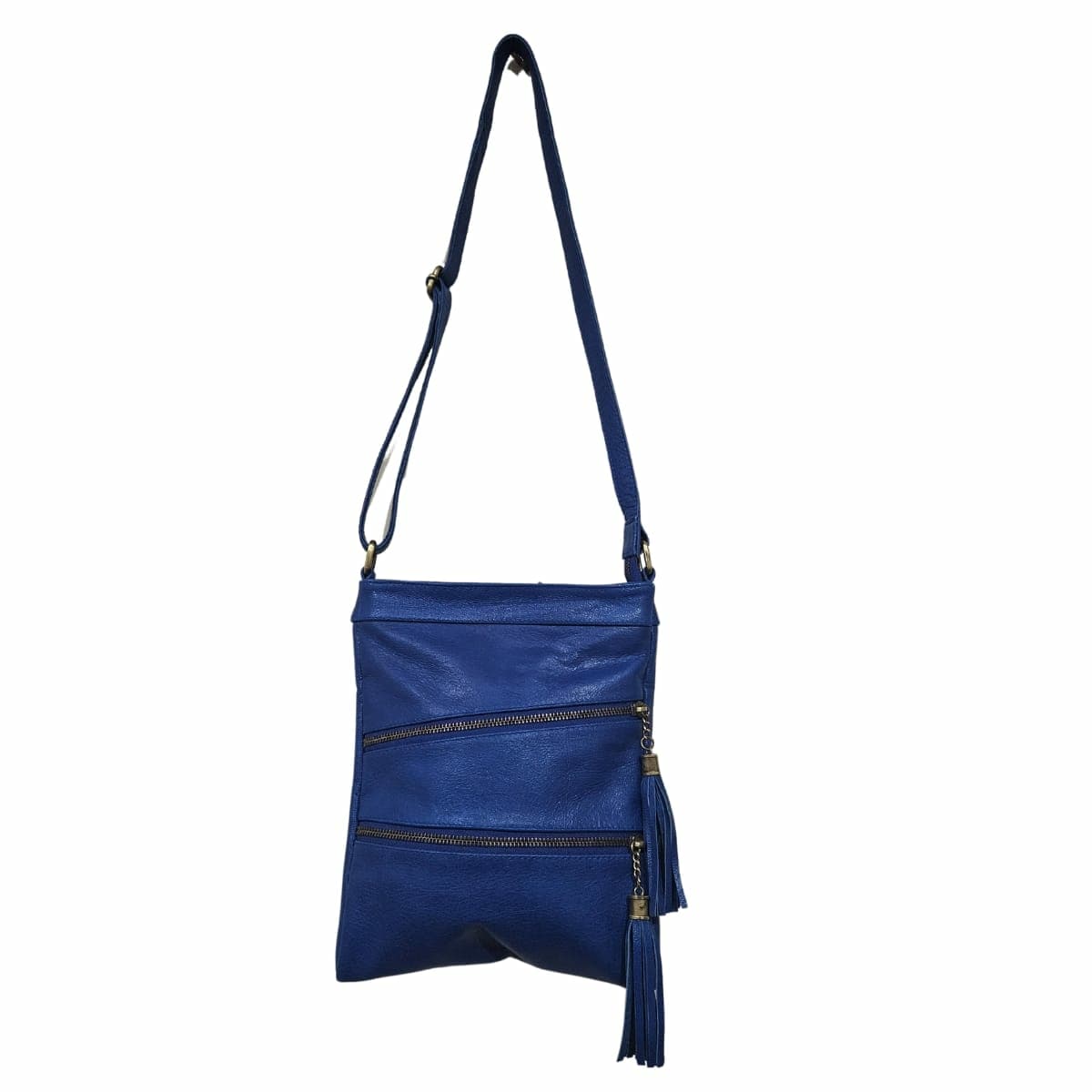 Where Is My Lipstick Blue Leather Crossbody Bag For Women